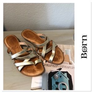 Born Golden thong slippers